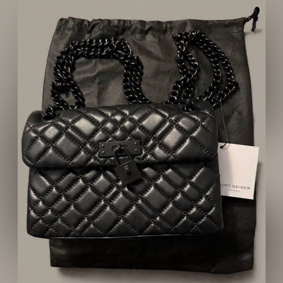 NWT- Kurt Geiger London- Mini Brixton Drench Leather Shoulder Bag- Black - Picture 1 of 14